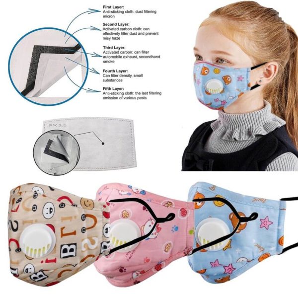 Mund Nasen Maske waschbar mit Ventil PM2.5 Filter Kinder Behelfsmaske DUCKY 